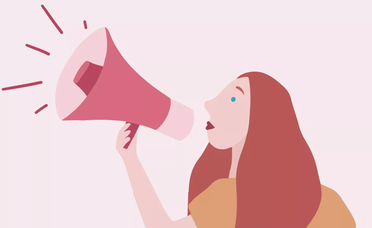 Girl with a megaphone. Illustration